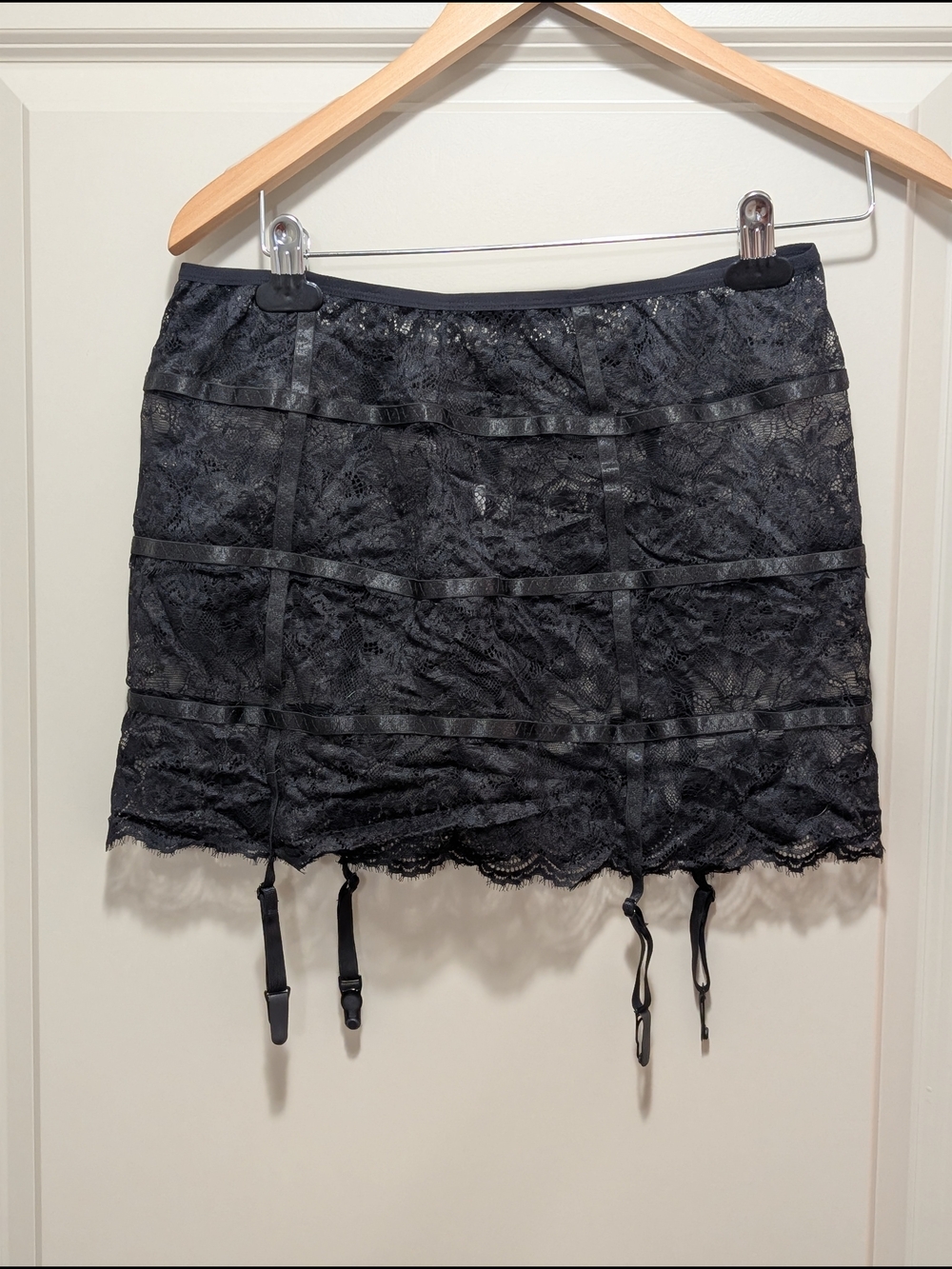 Black Lace Garter Skirt - Women
